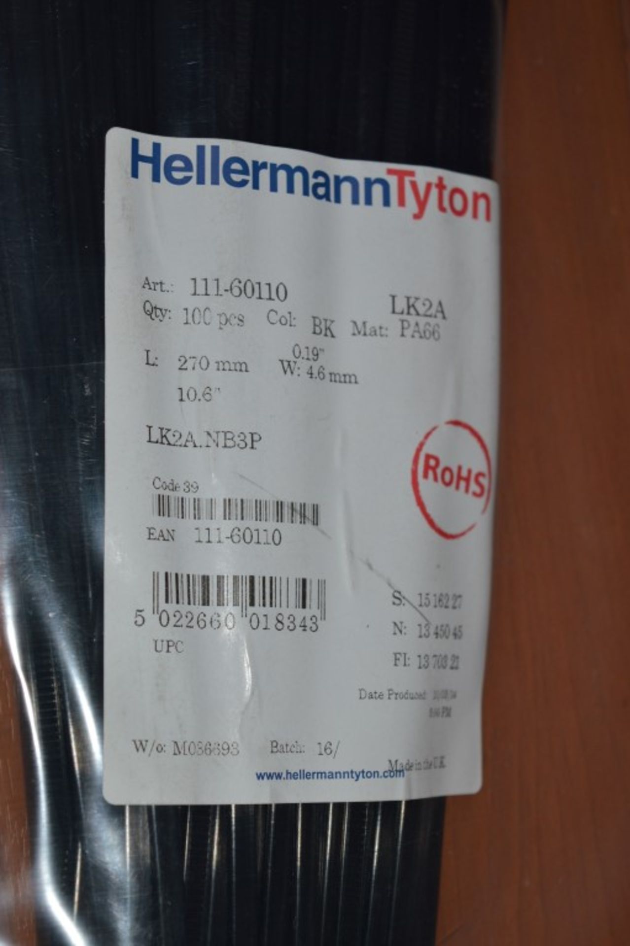 1,000 x Hellermann Tyton Black Nylon Non Releasable Cable Ties - 270mm x 4.6mm - LK Series - CL011 - - Image 4 of 4