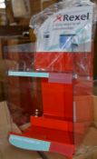 6 x Rexel Desktop Retail Display Units - Red and Clear Perspex - Qube3 Retail Innovation - New and