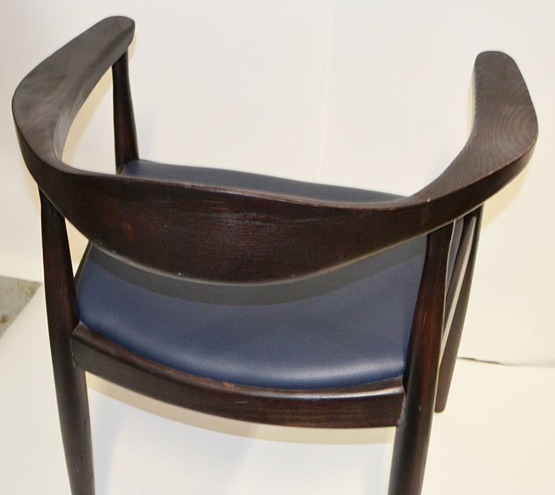 4 x Wooden Restaurant Dining Chairs - Ash Wood Dining Chairs With Dark Finish and Leather - Image 3 of 4