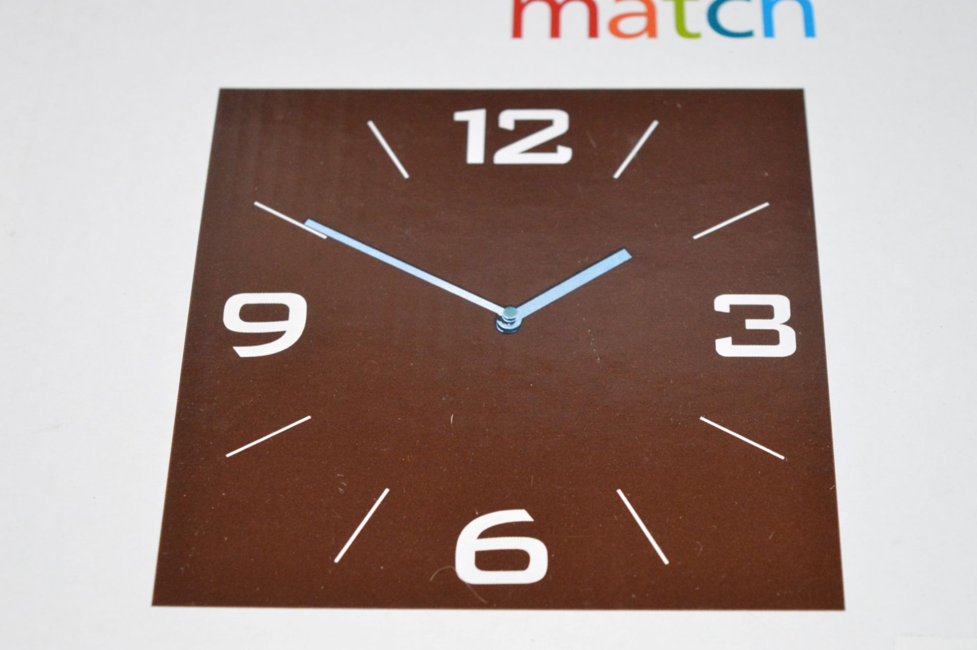 4 x Colour Match Square Wall Clocks - Chocolate Glass Case with Silver Hands and Quartz Movement - - Image 3 of 3