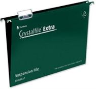 25 x Acco Twinlock Crystalfile Extra Foolscap Suspension Files - Green With 150 Sheet Capacity -