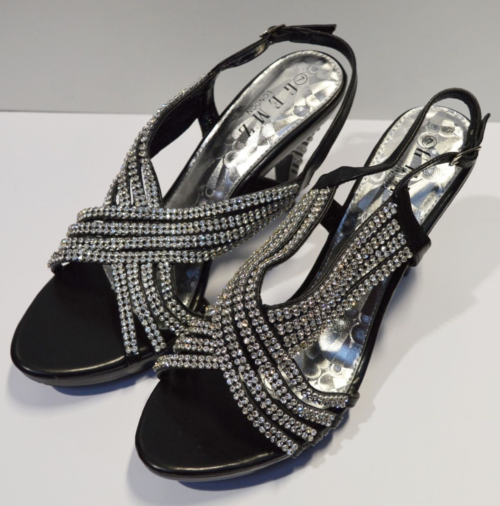 1 x Pair of Gemz London Ladies High Heel Diamante Evening Shoes - Size 7 - Unused Stock - CL214 - - Image 5 of 11