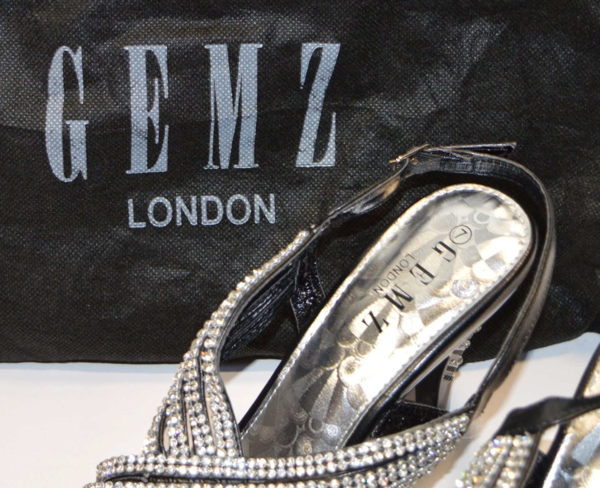 1 x Pair of Gemz London Ladies High Heel Diamante Evening Shoes - Size 7 - Unused Stock - CL214 - - Image 4 of 11