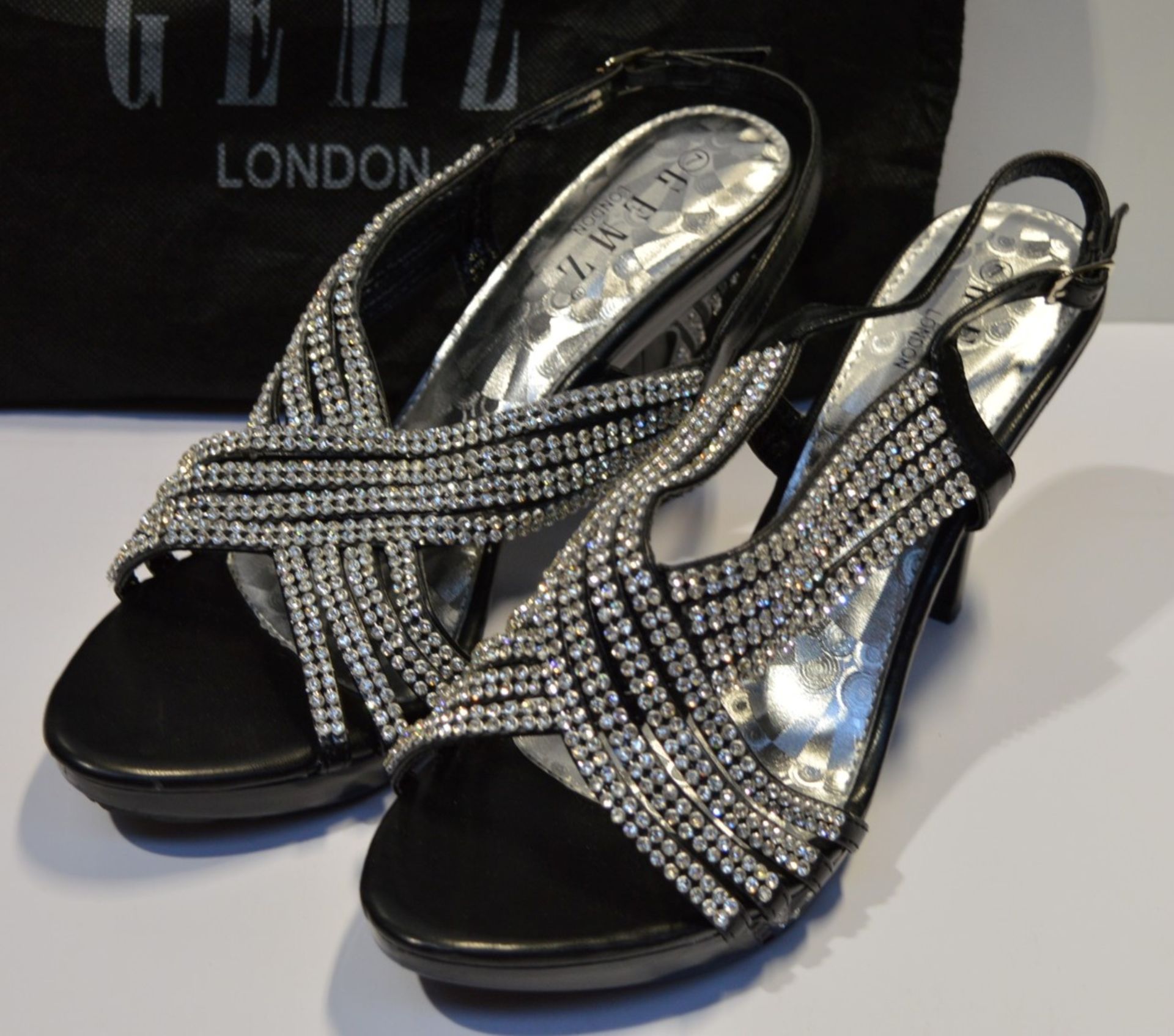 1 x Pair of Gemz London Ladies High Heel Diamante Evening Shoes - Size 7 - Unused Stock - CL214 - - Image 3 of 11