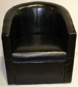 4 x Black Leather Tub Chairs - H70/42 x W70 x D70 cms - CL188 - Location: Altrincham WA14 - These