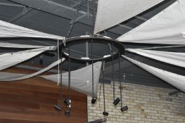 1 x Bespoke Suspended Ceiling Light With Nine Vintage Boat Sails - Suspended Light Fitting With