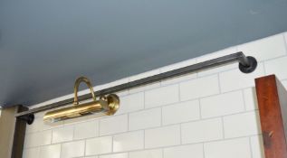 3 x Brass Gallery Wall Picture Lights With Rail - CL245 - Location: London EC4M COLLECTIONS: