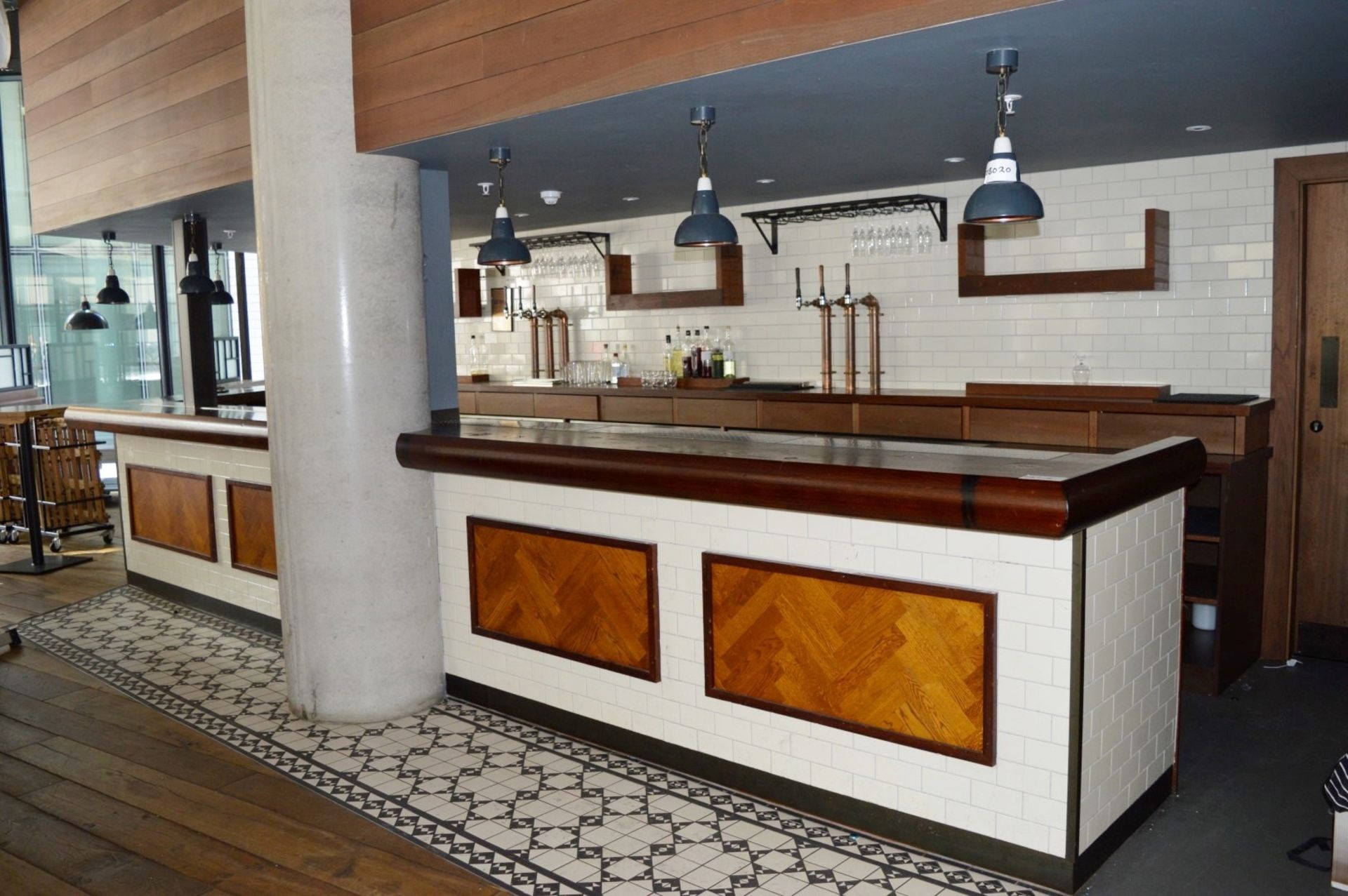 1 x Large Pub / Restuarant Bar With Tiled Front and Framed Parquet Flooring Design - Also Includes