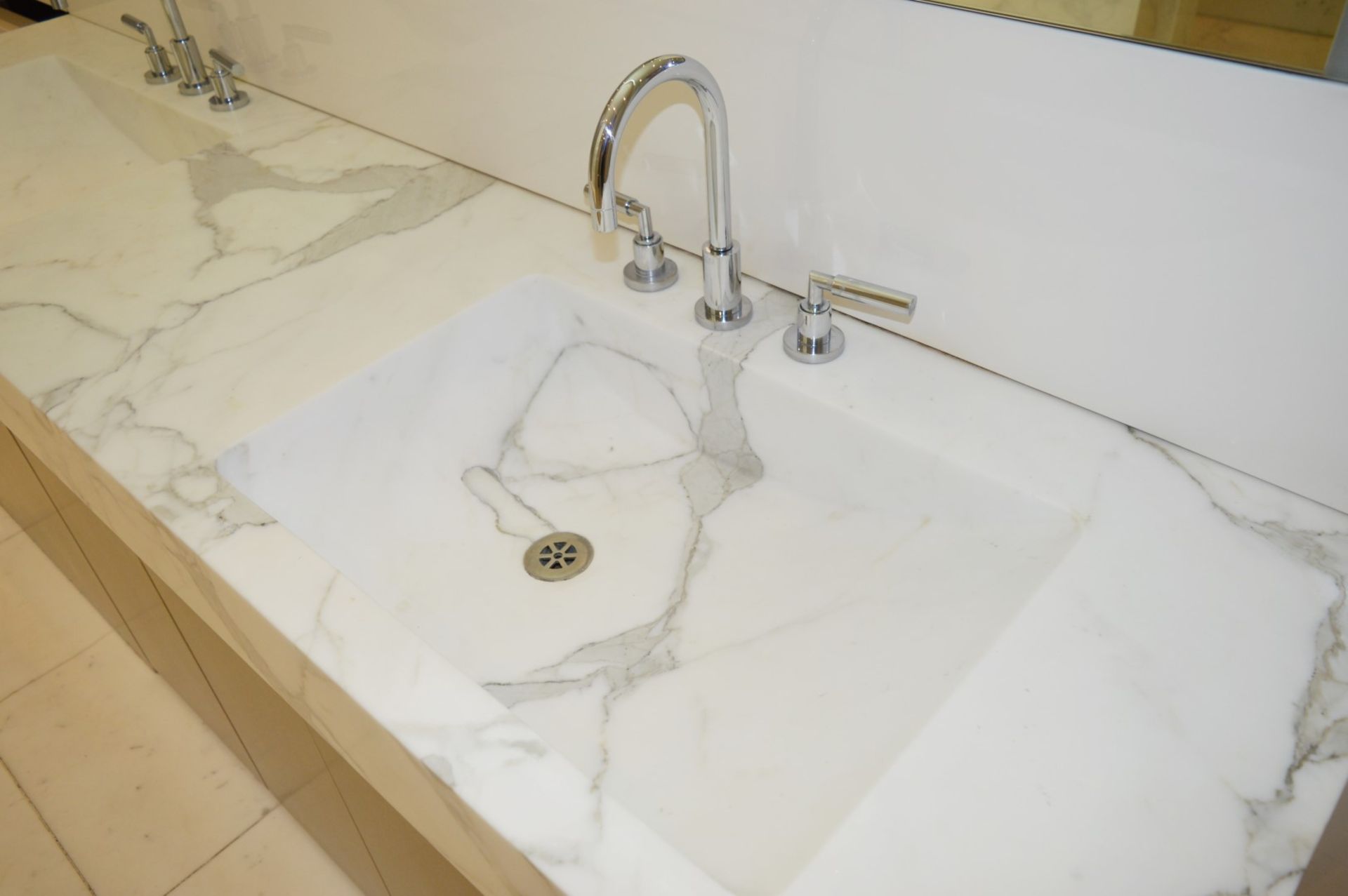 1 x Bespoke His & Hers Marble Bathroom Vanity Unit - Exquisite 7ft Twin Marble Sink Basin With Two - Image 7 of 25