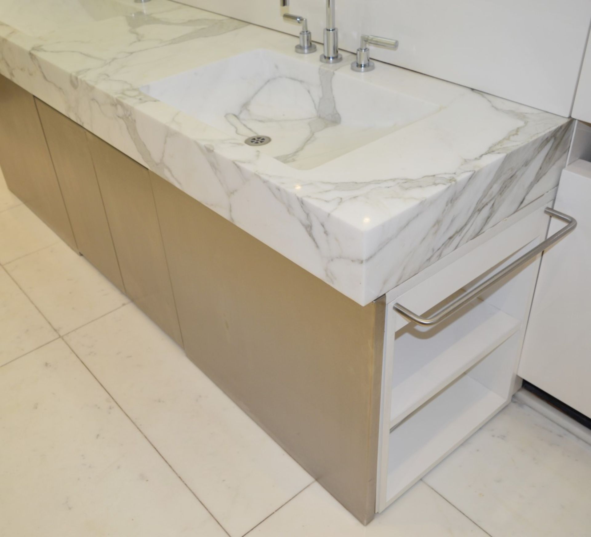 1 x Bespoke His & Hers Marble Bathroom Vanity Unit - Exquisite 7ft Twin Marble Sink Basin With Two - Image 2 of 25