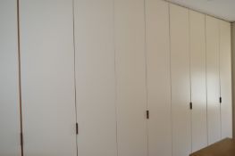 5 x Wardrobe Door Fascias - Cream Finish With Brown Leather Handles - Includes 4 x Double Doors