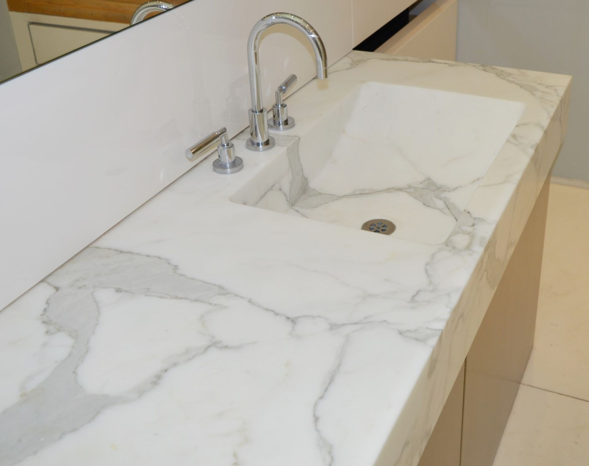 1 x Bespoke His & Hers Marble Bathroom Vanity Unit - Exquisite 7ft Twin Marble Sink Basin With Two - Image 22 of 25