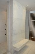 1 x Solid Marble Walk In Shower Room With Obscure Shower Panel, Dorn Bracht Shower Valve Kit With