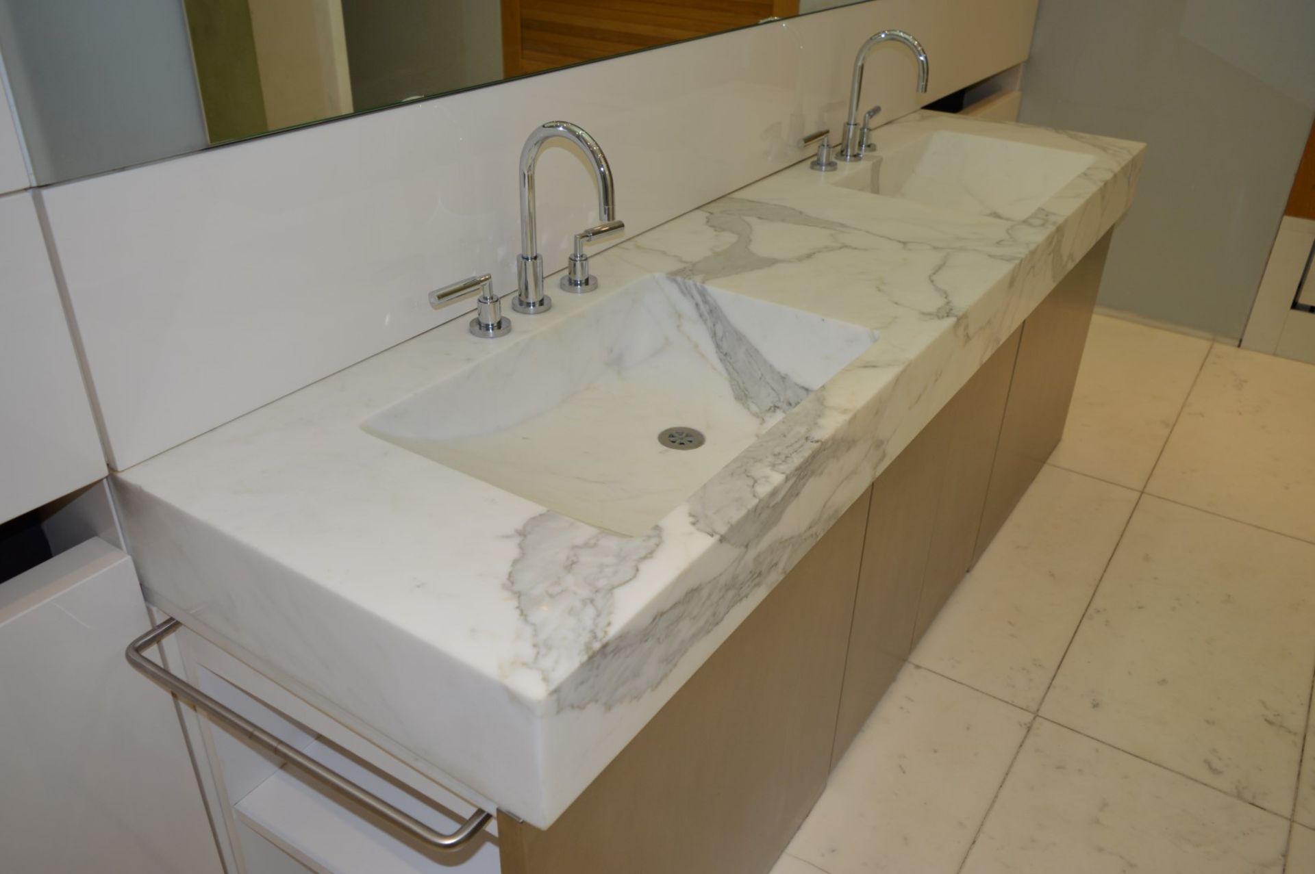 1 x Bespoke His & Hers Marble Bathroom Vanity Unit - Exquisite 7ft Twin Marble Sink Basin With Two - Image 13 of 25