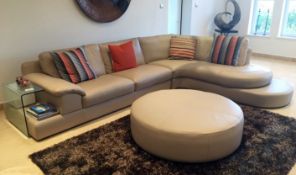 1 x Natuzzi Editions "Abitare" 2-Section Leather Corner Group - Also Includes Large Matching Round