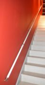 2 x Stair Handrails With Satin Chrome End Caps and Supports - Length 826 cms and 90 cms - Ref