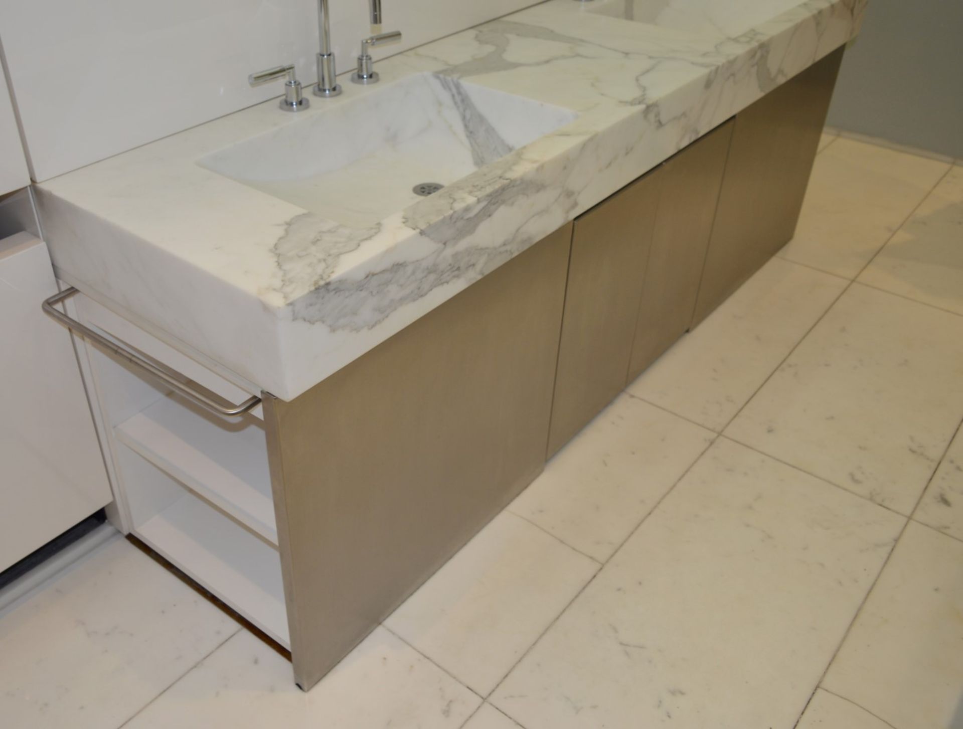 1 x Bespoke His & Hers Marble Bathroom Vanity Unit - Exquisite 7ft Twin Marble Sink Basin With Two - Image 3 of 25