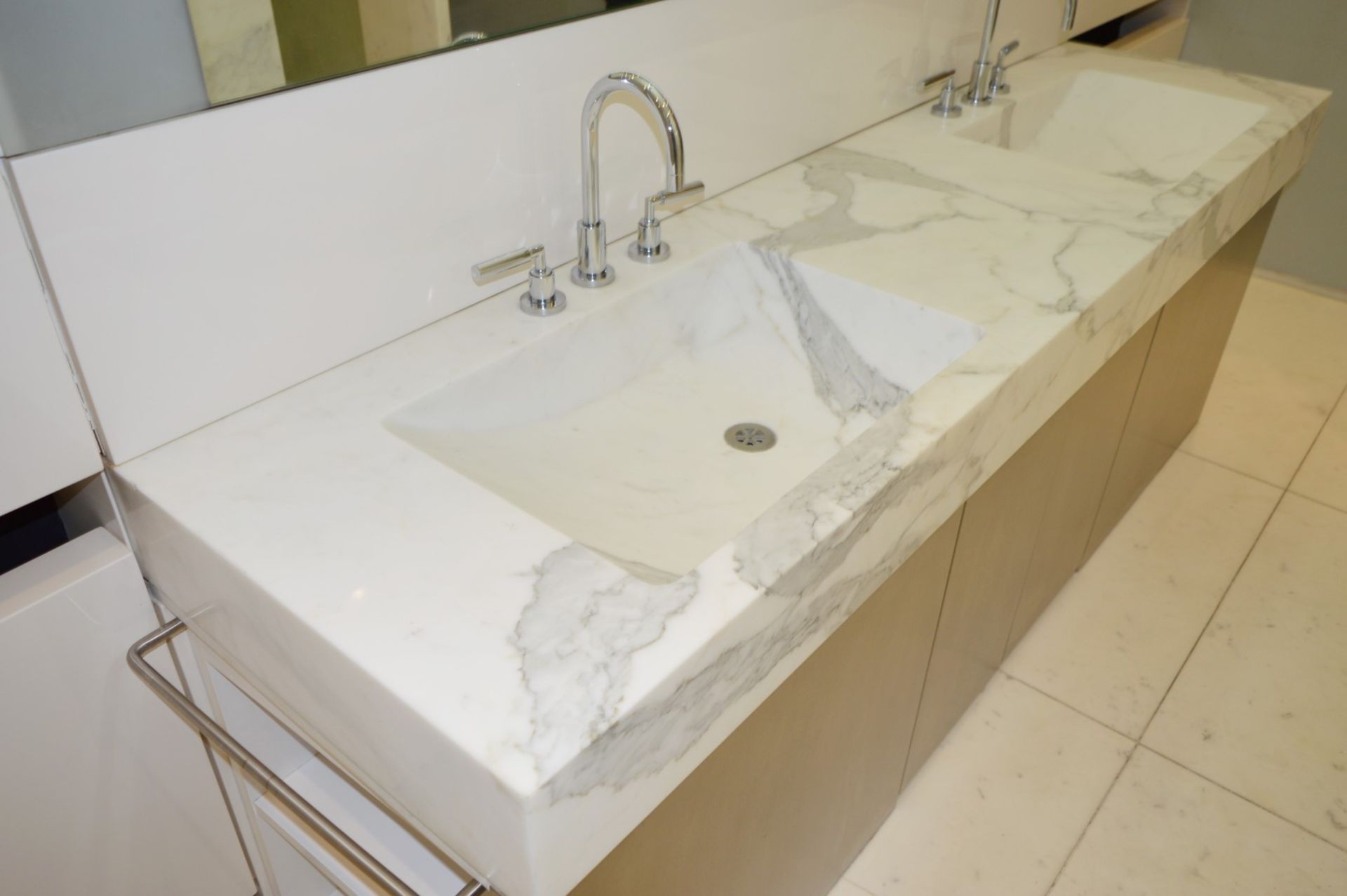 1 x Bespoke His & Hers Marble Bathroom Vanity Unit - Exquisite 7ft Twin Marble Sink Basin With Two - Image 4 of 25