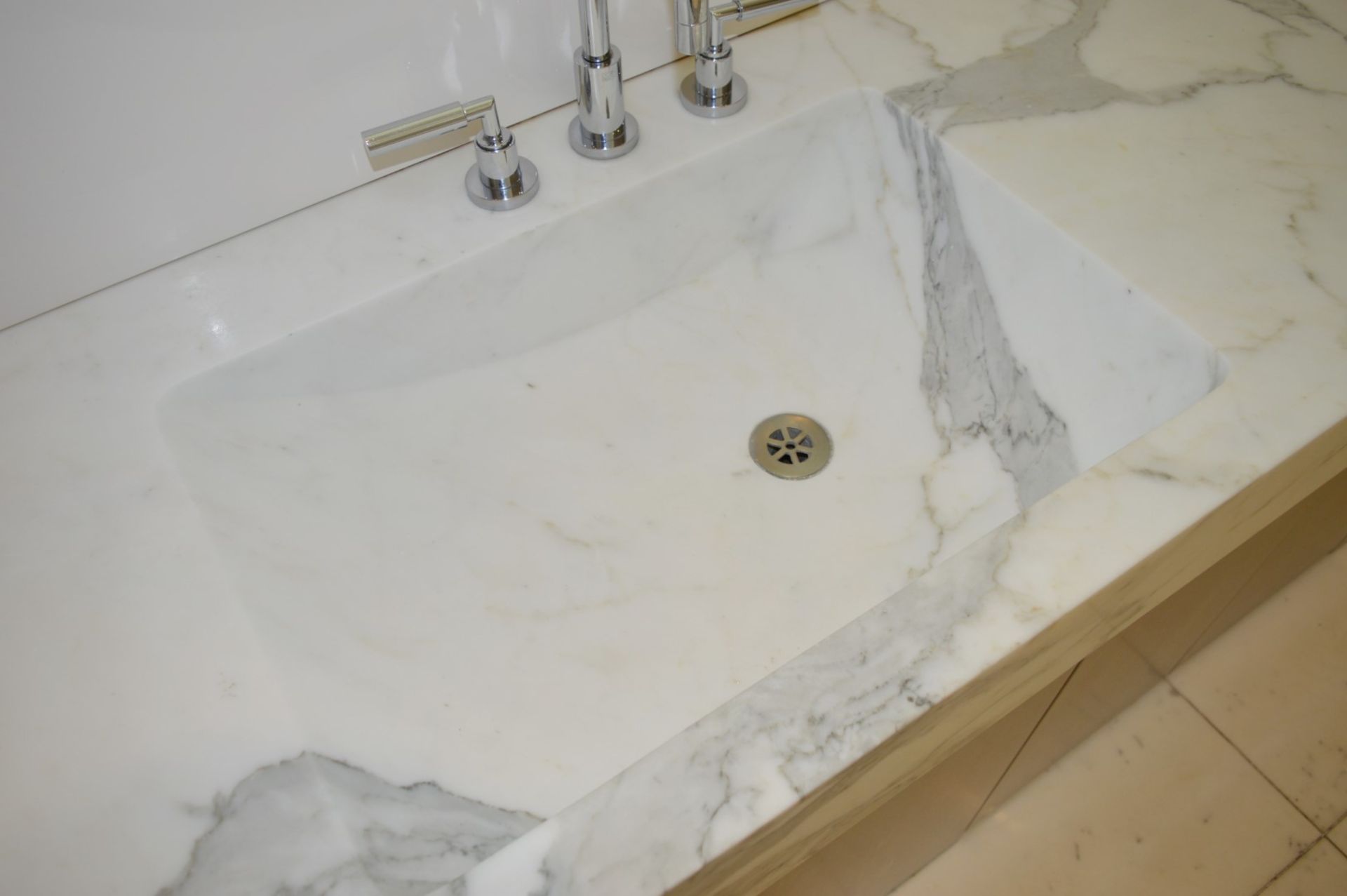 1 x Bespoke His & Hers Marble Bathroom Vanity Unit - Exquisite 7ft Twin Marble Sink Basin With Two - Image 10 of 25