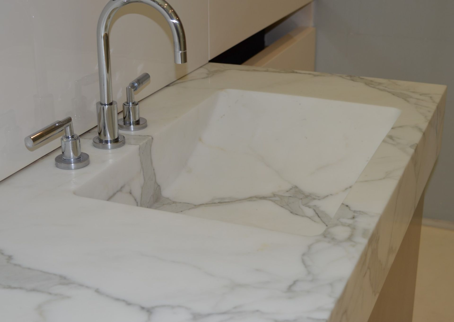 1 x Bespoke His & Hers Marble Bathroom Vanity Unit - Exquisite 7ft Twin Marble Sink Basin With Two - Image 11 of 25