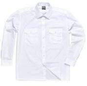 10 x Portwest Long Sleeve Pilot Shirts (Workwear) - Colour: White - Neck 15" - CL185 - Ref: PW/