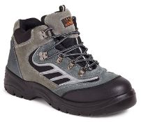 1 x Pair Of Black/Grey Suede Safety Steel Toe Trainer Boot With Mid-sole - Size 12 - CL185 - Ref: