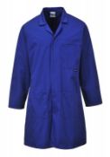 3 x Portwest Standard Mens Lab Coat - Royal Blue - Size S - CL185 - Ref: PW/2852/RYL/S/P34 - New