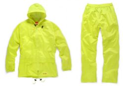 1 x Scruffs 2Pc Waterproof Rainsuit - Yellow - CL185 - Ref: SC/RAINSU/YEL/XL/P47 - New Stock -
