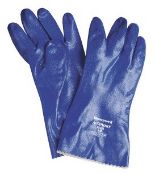 12 x Pairs Of Nitri Knit Nitrile Gauntlets (Safety Gloves) - Heavy Chemical Protection - Size 8 -