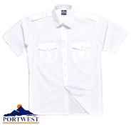 5 x Portwest Pilot Shirt Short Sleeve (Workwear) Colour: White - Neck 20" - CL185 - Ref: PW/S101/