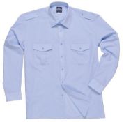 6 x Portwest Long Sleeve Pilot Shirt (Workwear) - Colour: Blue Neck: 20" - CL185 - Ref: PW/S102/