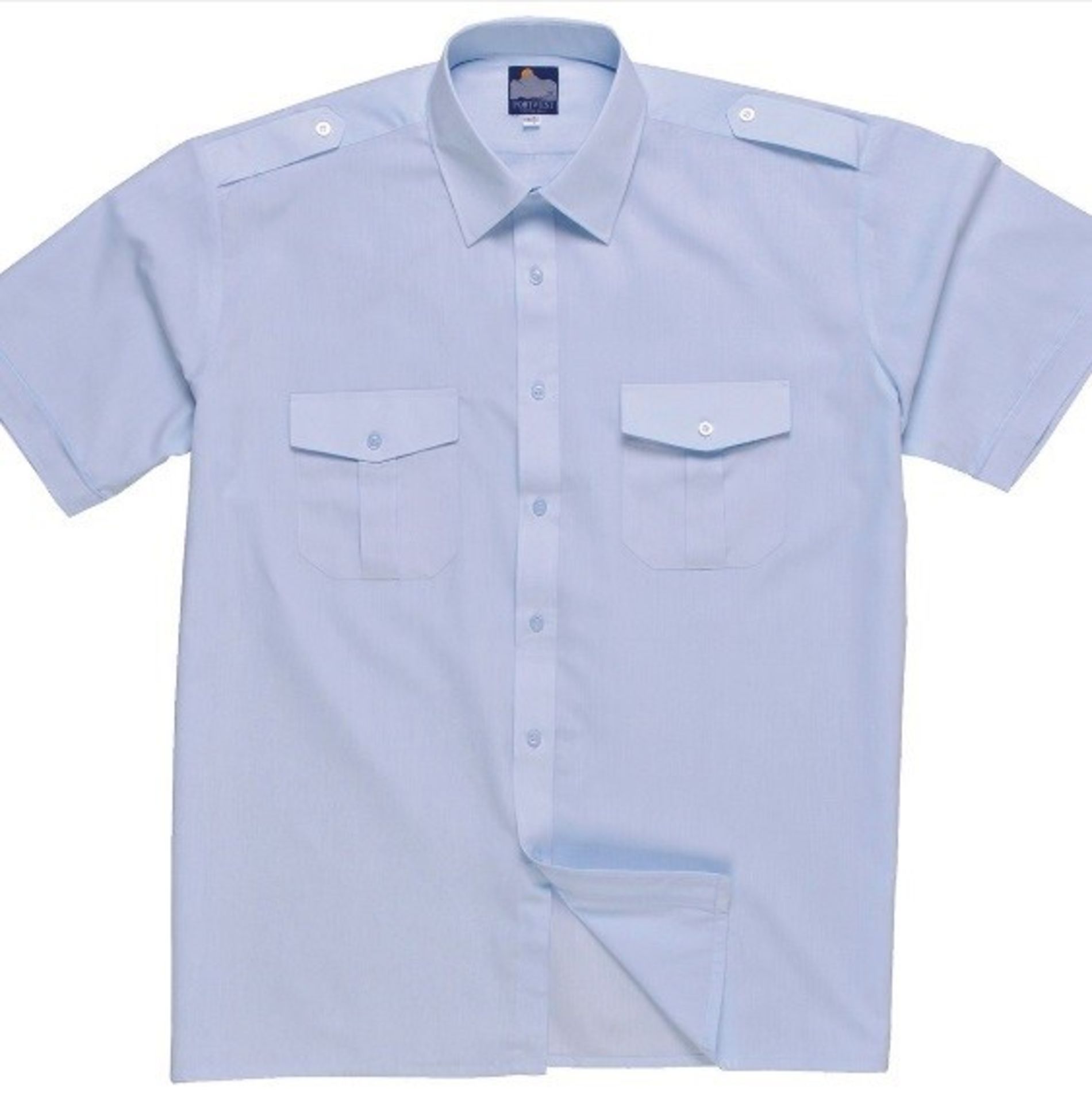 10 x Portwest Pilot Shirt Short Sleeve (Workwear) Colour: BLUE - Neck 16.5" - CL185 - Ref: PW/S101/