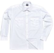 5 x Portwest Long Sleeve Pilot Shirt (Workwear) - Colour: White - Neck 19.5" - CL185 - Ref: PW/