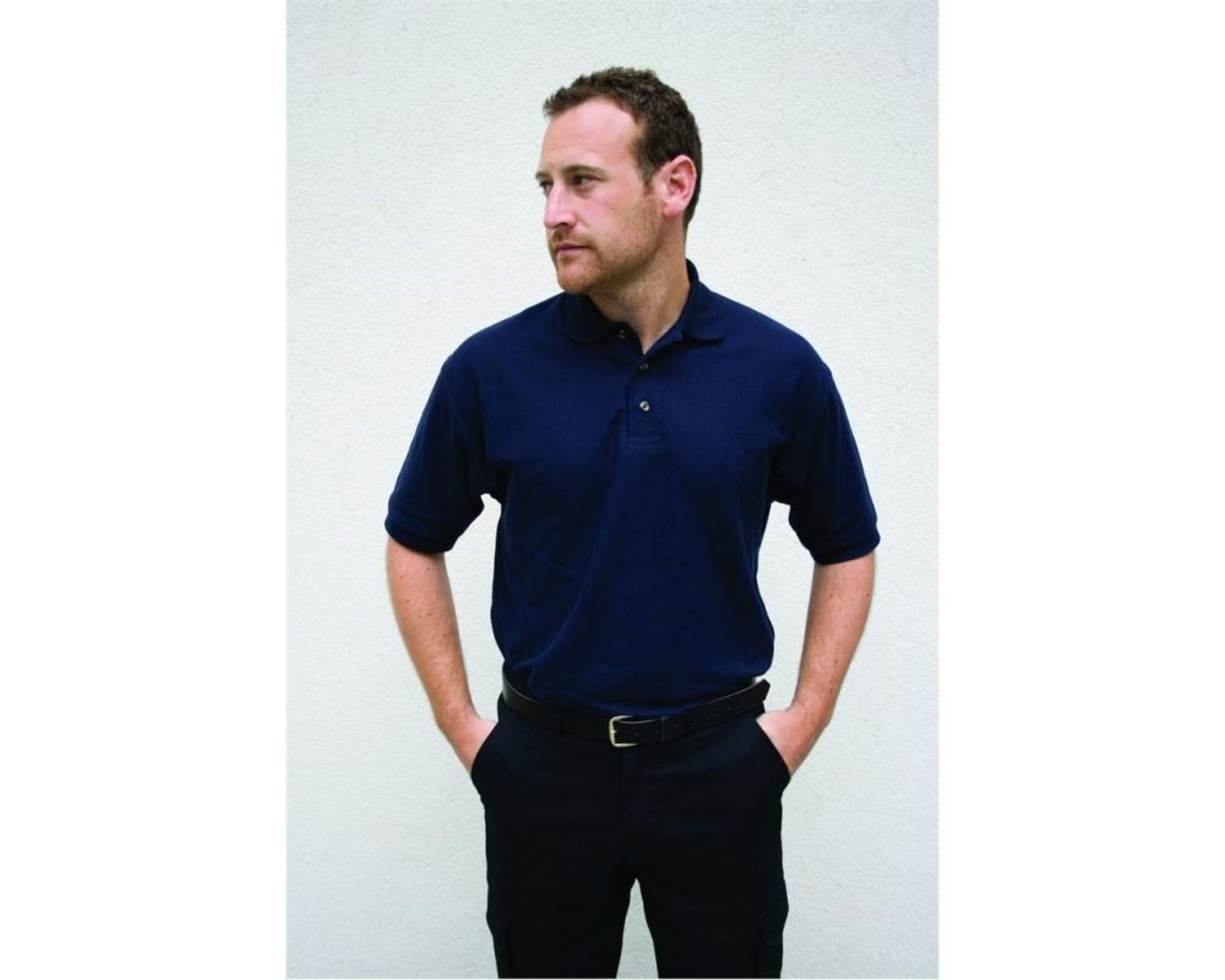 2 x Harbour Lights Workwear Pique Polo Shirt - Navy - Medium - CL185 - Ref: DV/HL209/NVY/M/P30 - New