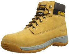 1 x Pair Of DeWalt Apprentice Lightweight Steel Toe Cap Safety Hiker Boot - Honey Nubuck Leather