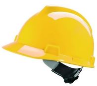 5 x V-Gard Protective Helmets With Fas-Trac Suspension And Sewn PVC Sweatband - Colour: Yellow -