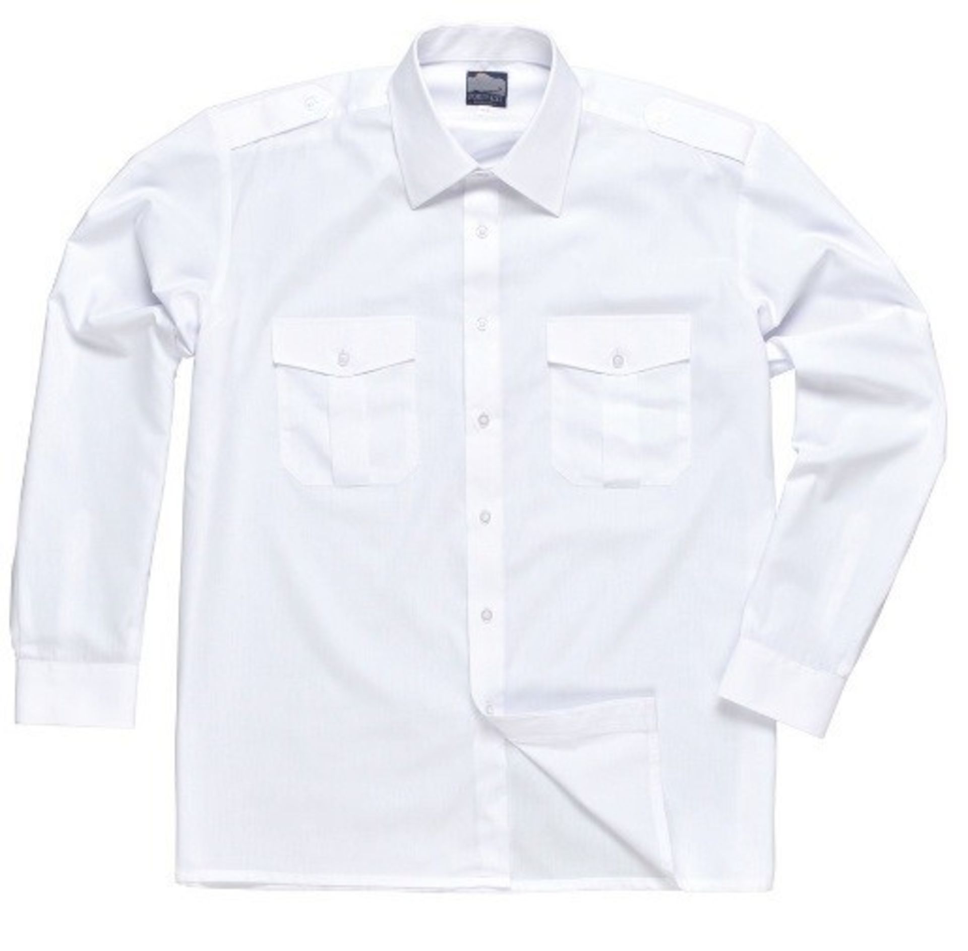 5 x Portwest Long Sleeve Pilot Shirts (Workwear) - Colour: White - Neck 18" - CL185 - Ref: PW/S102/