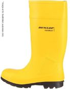 1 x Pair Of Dunlop Mens C462241 Purofort Full Safety Standard Wellington Boots - Colour: Yellow/