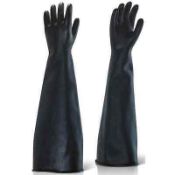 14 x Pairs of 24" Mediumweight Black Rubber Industrial Gauntlets Size 10.5 - CL185 - Ref: MAR/GR204/