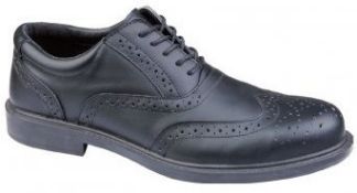 1 x Pair Of Richmond Black Leather Brogue Safety Shoe (S1) With Composite Toe Cap - Mens Size: 6