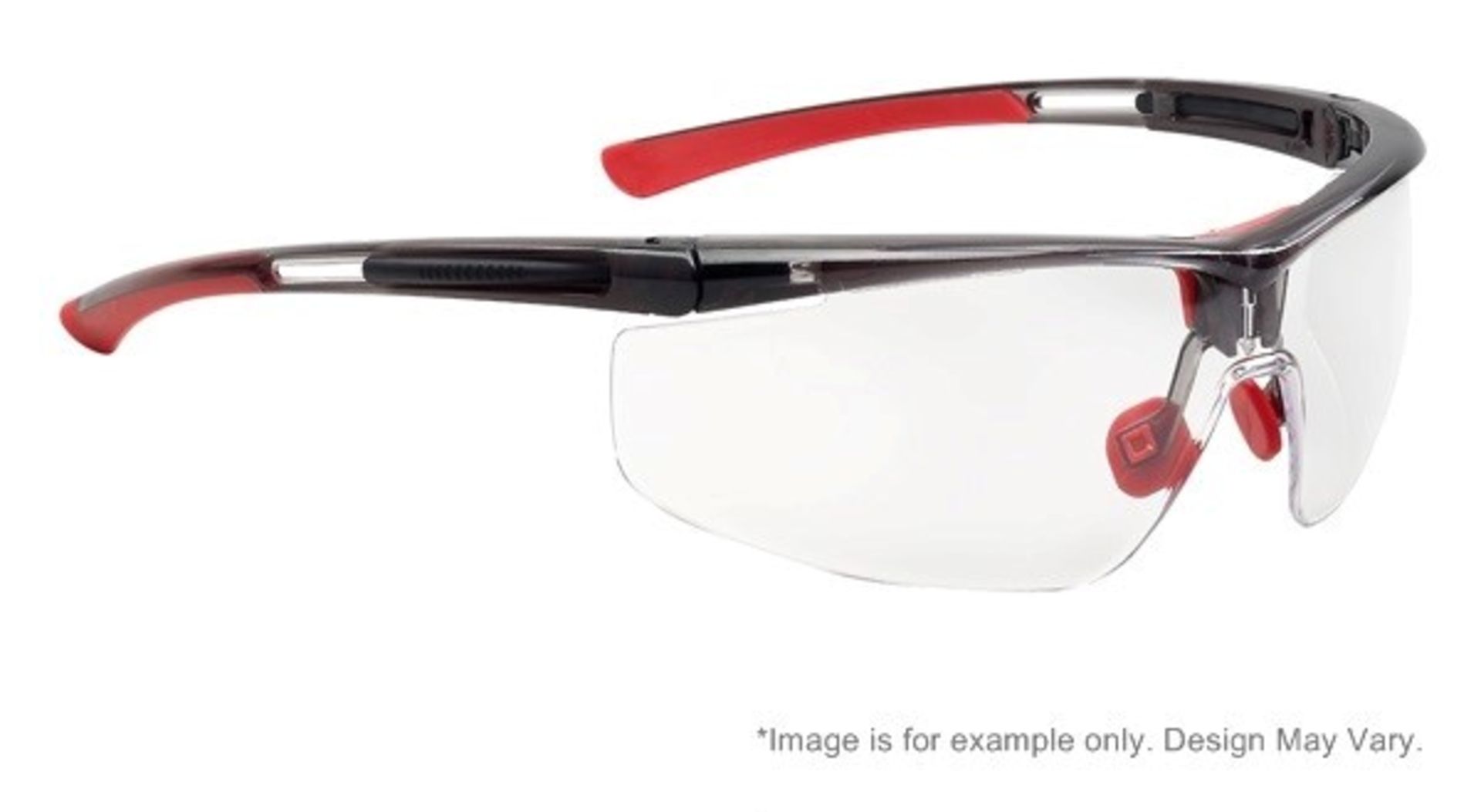 3 x Pairs Of Honeywell Adaptec Safety Glasses - Features Clear Lens With 4A+ Coating - Black/Red