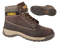 1 x Pair Of DeWalt Apprentice Lightweight Steel Toe Cap Safety Hiker Boot - Brown Nubuck Leather