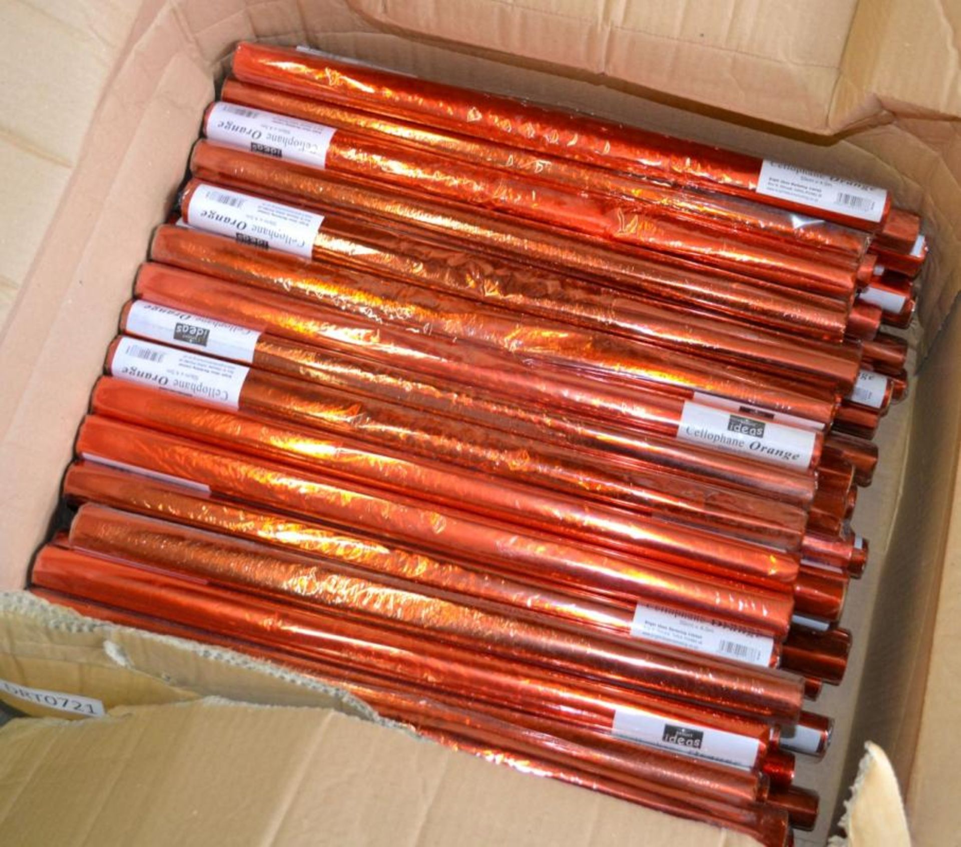 129 x Rolls of Bright Ideas Orange Cellophane - CL185 - Ref: DRT0721 - Location: Stoke-on-Trent