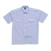 24 x Portwest Pilot Shirt Short Sleeved - Blue - Neck 18.5 - CL185 - Ref: PW/S101/BLU/18.5/P11 - New