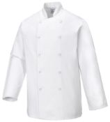 10 x Sussex Unisex Chefs Jacket In White - Size: 3XL - CL185 - Ref: PW/C836/3XL/P50 A - New