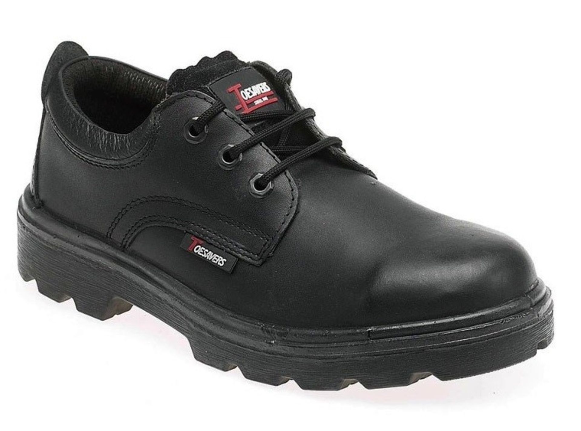 1 x Pair Of Toesavers STEEL TOE Black Leather Safety Shoe - Size 10 - CL185 - Ref: BR/1410/10/