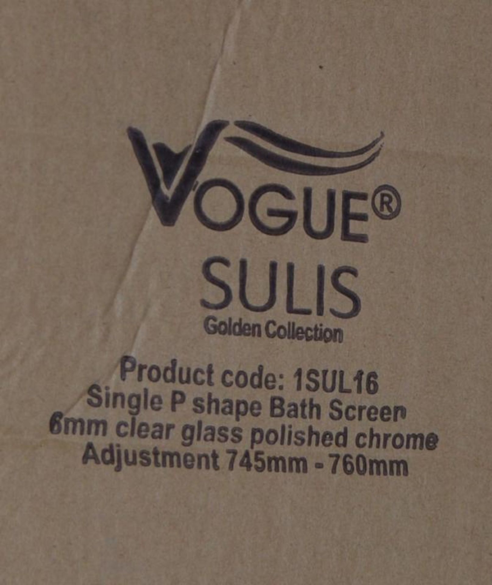 1 x Vogue Bathrooms Sulis Single P Shaped Bath Screen - 6mm Clear Glass and Polished Chrome - - Image 2 of 4