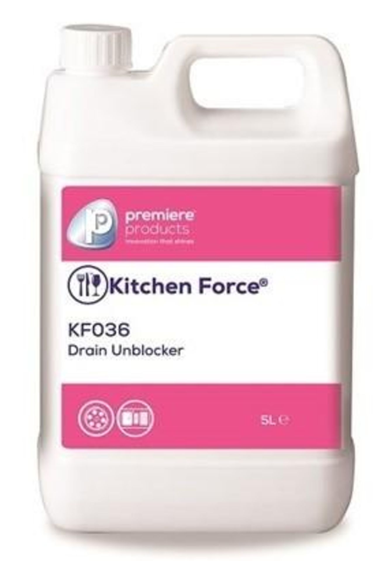 10 x Kitchen Force 5 Litre Drain Unblocker - Premiere Products - Rapidly Breaks Down Blockages