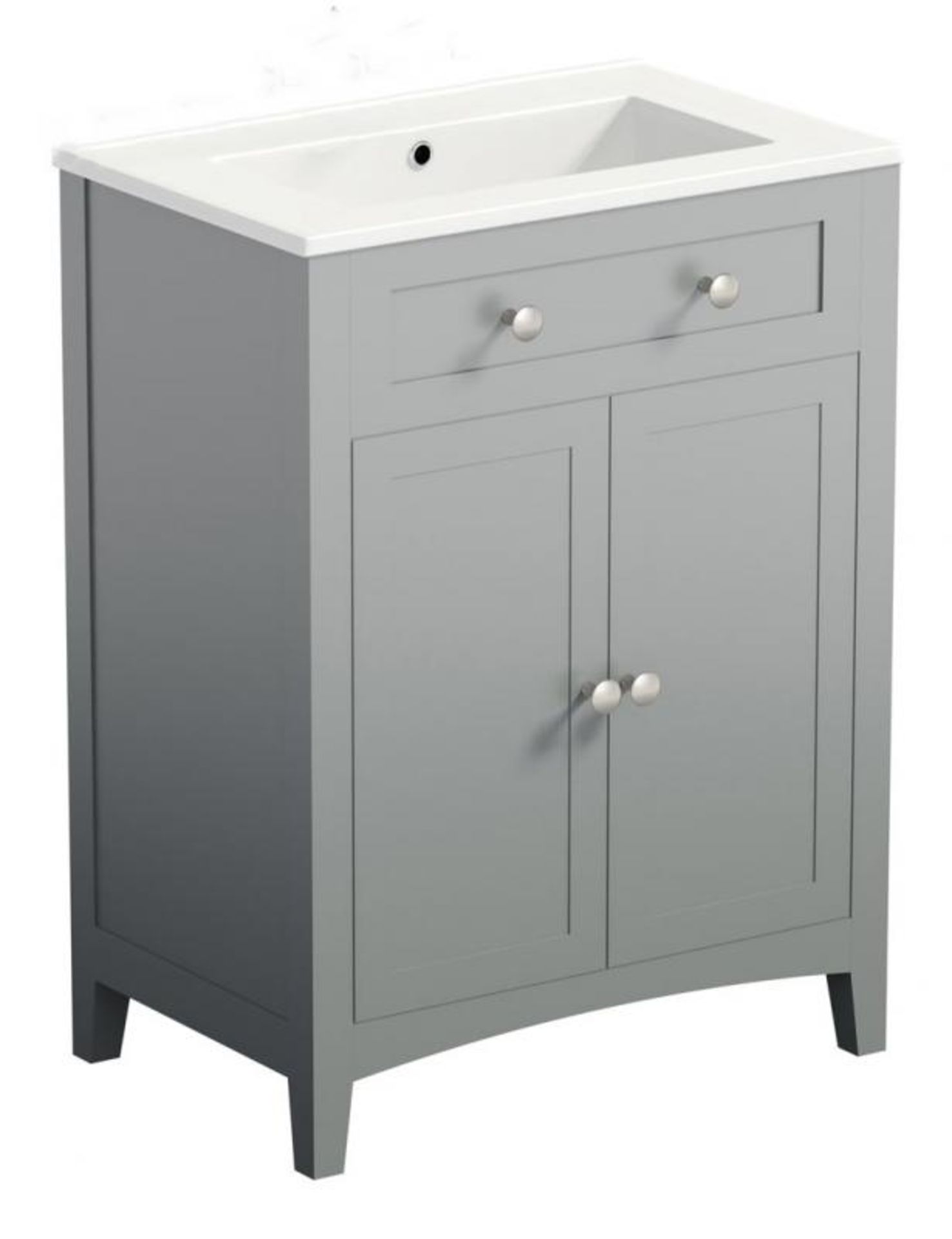 1 x Camberley Grey 600mm Vanity Unit - H800 x W600 x D390mm - Sink Basin Not Included - CL190 -