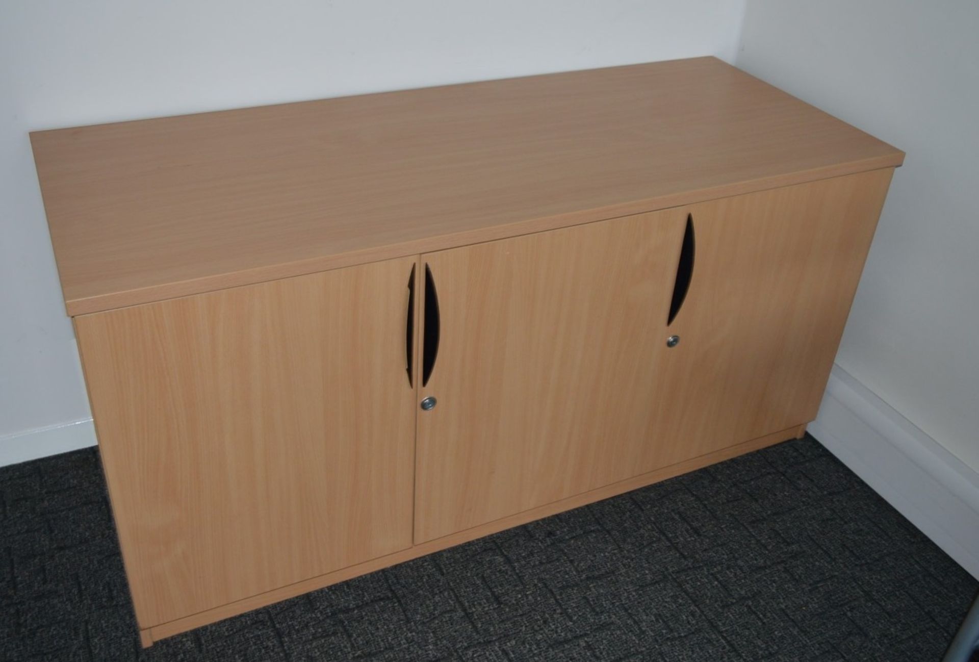 1 x Contemporary Three Door Office Cabinet With Beech Finish - CL011 - Location: Altrincham WA14